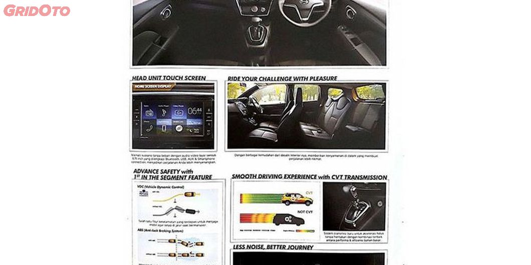 brosur yang perlihatkan interior Datsun Cross
