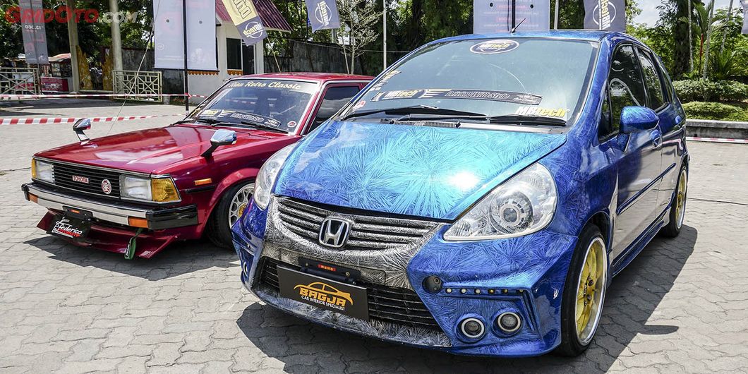 Jazz biru airbrush, peserta MBtech Auto Combat seri 2 Pekanbaru 2018. Photo : Agus Salim