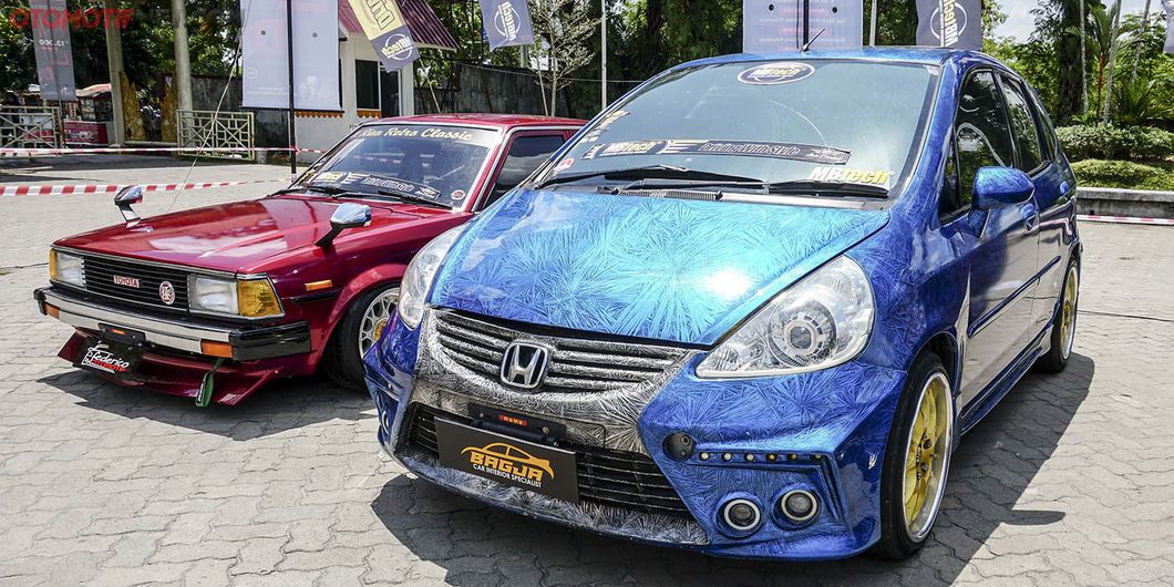 Jazz biru airbrush, peserta MBtech Auto Combat seri 2 Pekanbaru 2018. Photo : Agus Salim