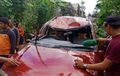 Daihatsu Taruna 'Bonyok' di Atap, Ringsek Jadi Alas Pohon Tumbang