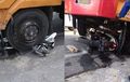 Ngerem Mendadak, Honda Vario Ringsek Dilindas Truk Tronton, Korban Sampai Terpental