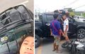 Kawasaki Z1000 Tabrak Toyota Hilux, Boncenger Mental ke Atap, Eh Kok Sempat Selfie?