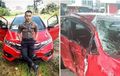 Honda Jazz Milik Polisi Muda Babak Belur, Bodi Ringsek Hajar Pohon, Kisahnya Viral