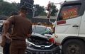 Truk Gagal Ngerem, Bablas di Lampu Merah, Honda Brio Bonyok Terdorong Hingga Sepuluh Meter