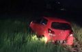 Daihatsu Ayla yang Dikemudikan Wanita Cantik Oleng dan Hantam Pohon, Endingnya Terjun ke Sawah, Ini Penyebabnya