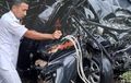 HIlang Kendali Honda CR-V Tabrak Isuzu Panther Muat 4 Sapi Hingga Tak Berbentuk, Sopirnya Terjebak di Dalam