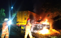 Mitsubishi L300 Dihajar Truk Box, Seketika Terbakar, Lima Orang Terluka