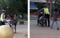 Honda BeAT Direbahin, Bocah Ngamuk Ogah Ditilang Polisi, Temannya Cuma Bisa Pasrah