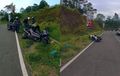 Kocak! Niat Nolongin Ninja ZX-25R Jatuh, PCX 150 dan XMAX Ikut Roboh, Tonton Videonya Ngakak