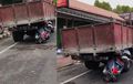 Kymco Like Setang Terlipat, Menancap di Bodi Belakang Truk, Petugas Damkar Meregang Nyawa