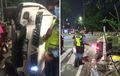 Pajero Sport Terguling, Banting Setir Hindari Motor, Tiang Lampu Merah Jadi Sasaran