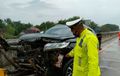 Ngebut di Lajur Cepat, Pajero Sport Terkoyak di Ruas Tol Caruban-Kertosono