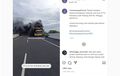 Ngeri! Video Sebuah Bus Meledak dan Terbakar di Tol Pandaan, Penumpang Histeris