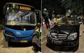 Mercy Melaju Lawan Arah di Jaksel, Wajah Pasrah Bonyok Tumbuk Bus Transjakarta