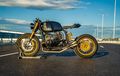 BMW R100 Cafe Racer, Kaki-kaki Sangar, Bodi Hitam Dengan Striping Emas