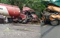 Enggak Ngebut Tapi Berat, Truk Pertamina dan Tronton Hancur Lebur  Adu Kepala