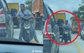 Naik Honda BeAT Pria Ini Palak Pengendara di Tengah Kemacetan