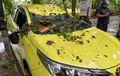 Atap Toyota Yaris Ringsek Tertimpa Pohon, Satu Keluarga Berhasil Keluar dari Jendela
