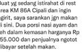 Pedagang di Rest Area KM 86 Tol Cipali Mirip Preman, Jual Nasi Ayam Rp 155 Ribu