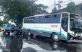 Satu Bus PO Mustika Cuma Narik Setengah Hari, Dihentikan Paksa Benda Tinggi Besar dan Lebat