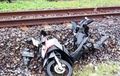 Honda Vario 110 CBS Terpenggal di Antara Dua Rel, Separuh ke Belakang Lenyap Jadi Buntung