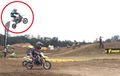 Keren! Bocah 9 Tahun 'Terbang' Pakai Motor Trail saat Balap Motorcross