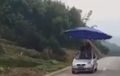Kocak! Mobil Ini Pakai Payung Sebagai Pengganti Atap, Tonton Videonya