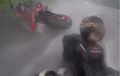 Gubrak! Akibat Licin, Biker dan Pasangan Terseret Belasan Meter, Terekam Action Cam