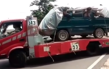Heboh! Video Viral Truk Towing yang Angkut Mobil Berisi Pemudik Ternyata Cuma Settingan