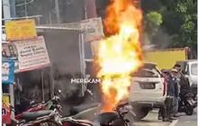 Video Viral Suzuki Thunder 125 Terbakar, Api Menyembur Tinggi dari Tangki, Warga Panik Ketakutan