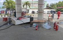  Dispenser Roboh Tetseret Daihatsu Sigra yang Curi Pertalite di SPBU Pertamina