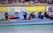 Crash Horor Terjadi di Lap Pertama Balapan MotoGP Catalunya 2023, Kaki Pecco Bagnaia Terlindas!