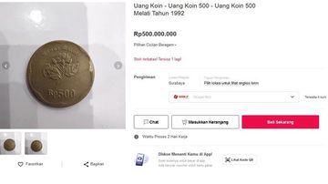 Uang koin Rp 500 bergambar bunga Melati dijual di platform belanja online sebesar Rp 500 juta.