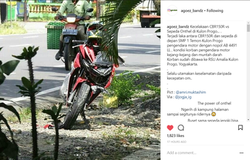 Usai Tabrakan dengan Sepeda Onthel, CBR 150 Remuk - GridOto.com