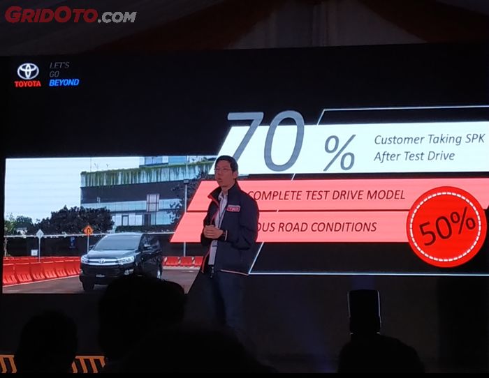 Anton Jimmy Suwandy, selaku Marketing Director TAM saat memberikan presentasinya di acara peresmian Toyota Driving Experience.