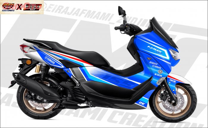 NMAX baru diberi warna biru muda dengan perpaduan grafis garis tajam