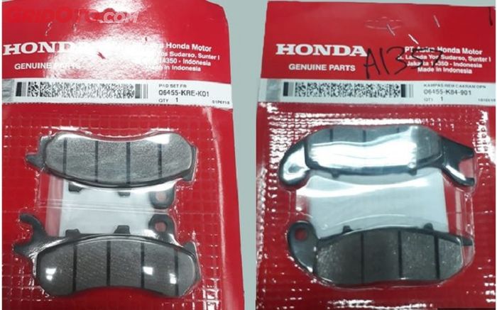 Kampas rem Honda PCX tipe CBS (kiri) ABS (kanan)