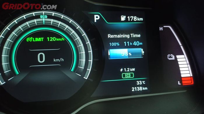 Isi daya Hyundai Kona Electric butuh waktu 11 jam 40 menit dari kondisi baterai 53 %