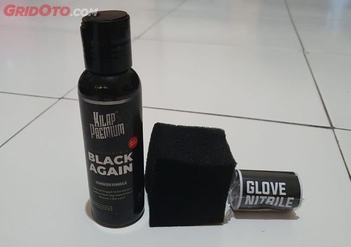 Kilap Premium Black Again, produk penghitam bodi kulit jeruk motor 