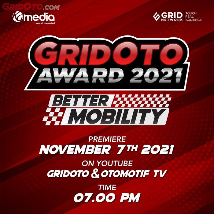 Nantikan GridOto Award 2021 di channel YouTube GridOto dan OTOMOTIF TV