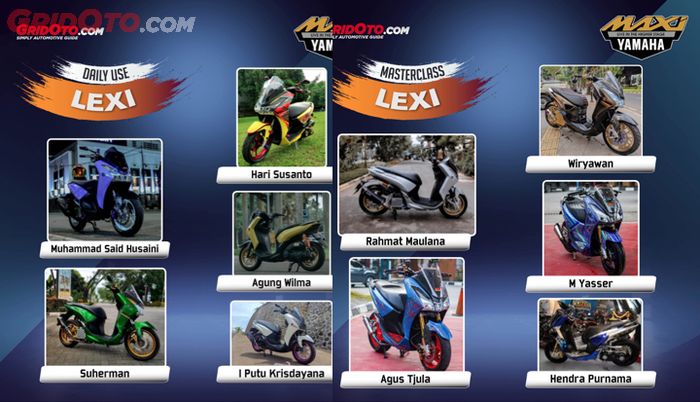 10 peserta Yamaha Lexi di 40 finalis Customaxi Online 2021