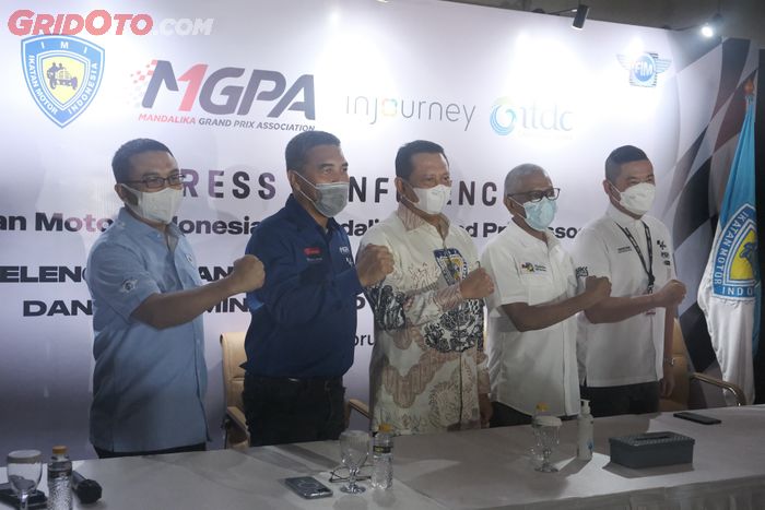 Konferensi pers kerjasama IMI dan MGPA untuk MotoGP Indonesia 2022.