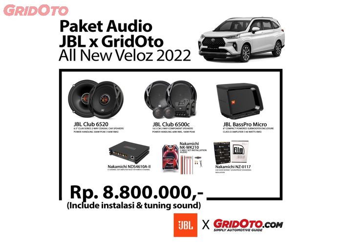 Paket audio JBL x GridOto sah dijual dengan harga Rp 8.8 juta