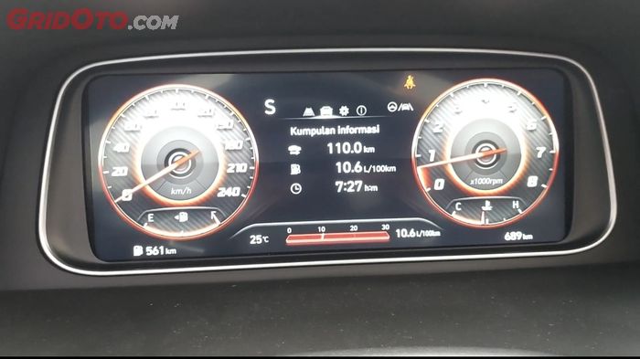 Tampilan layar instrumen Hyundai Creta ketika tuas transmisi di posisi S (Sport)