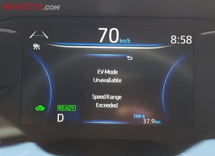 Notifikasi kecepatan Mode EV di Innova Zenix hybri.