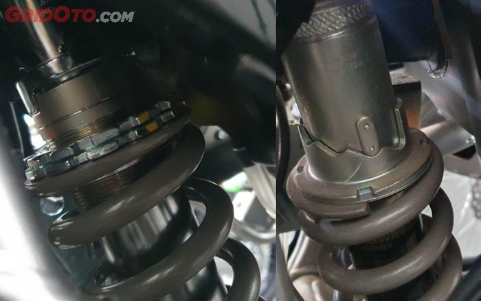 Setelan suspensi belakang New KLX150 (kiri) dan KLX150 lama (kanan)