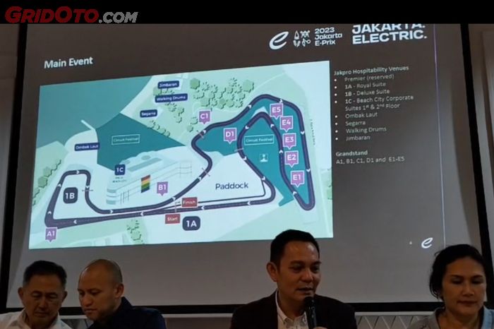 Denah hospitality, grand stand, dan area festival Formula E Jakarta 2023.