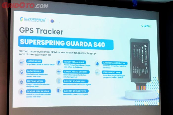 Detail dari GPS tracker Superspring Guarda S40.