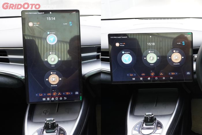 Fitur Intelligent Rotating Touch Screen yang bisa mengatur posisi layar head unit mobil listrik BYD jadi vertikal atau horizontal.