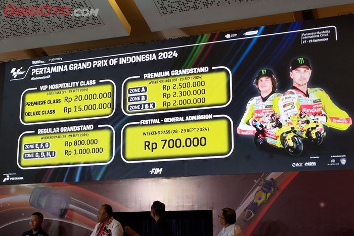 Rincian harga tiket MotoGP Indonesia 2024.